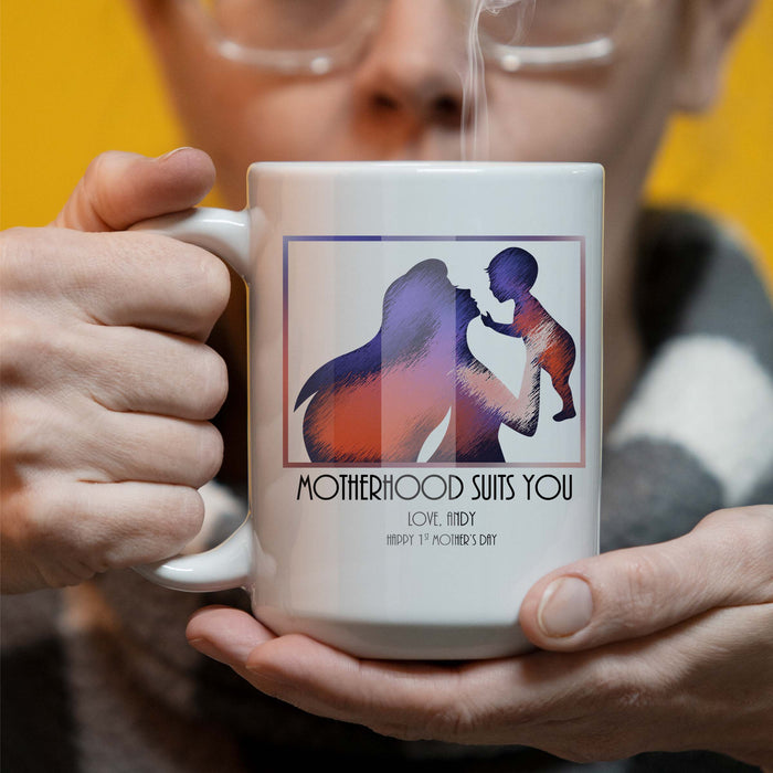 Personalized Motherhood Suits You Mom 15 oz Coffee Mug