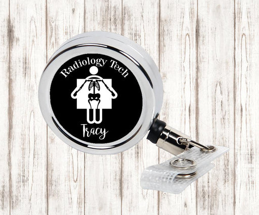 Radiology Tech Personalized Metal Retractable Badge Reel, ID Holder - Simply Custom Life
