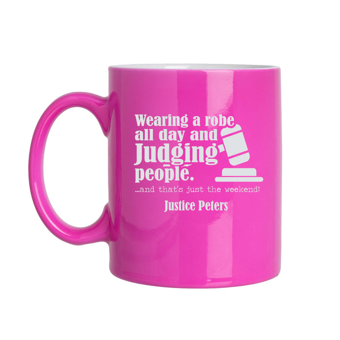 Wearing A Robe All Day And Judging People - Personalized 11oz Laser Engraved Mug