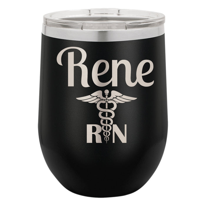Caduceus RN LPN CNA Personalized Engraved Insulated Stainless Steel 12 oz Tumbler