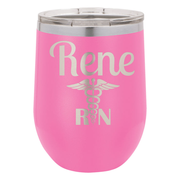 Caduceus RN LPN CNA Personalized Engraved Insulated Stainless Steel 12 oz Tumbler