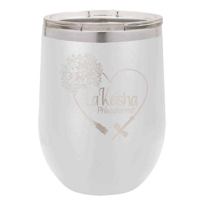 Phlebotomist Ventipuncture Butterfly Personalized Engraved Insulated Stainless Steel 12 oz Tumbler