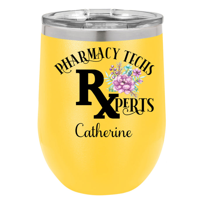 Pharmacy Techs Rxperts UV Printed Personalized 12 oz Insulated Stemless Wine Glass