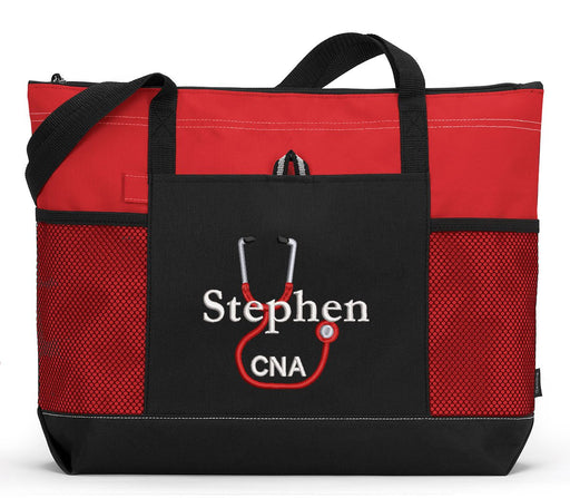 Stethoscope Personalized Nurse, RN, CNA, LPN, Zippered Tote Bag - Simply Custom Life