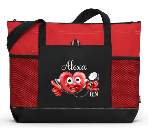Cardiology Happy Heart Personalized Zippered Tote Bag - Simply Custom Life