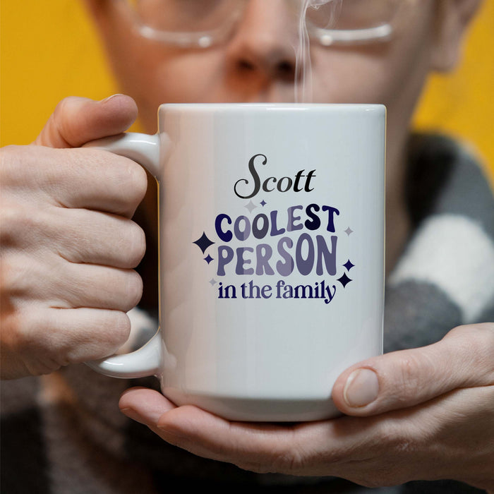 Personalized Coolest Person in the Family - 15 oz Coffee Mug