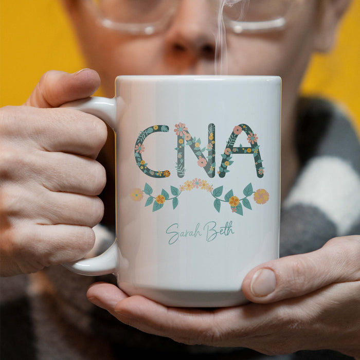 CNA Flower Letters - Personalized 15oz Coffee Mug