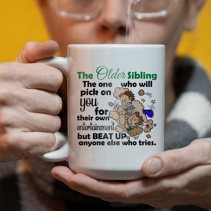 The Older Sibling -Fist Fight - 15 oz Coffee Mug, May be Personalized