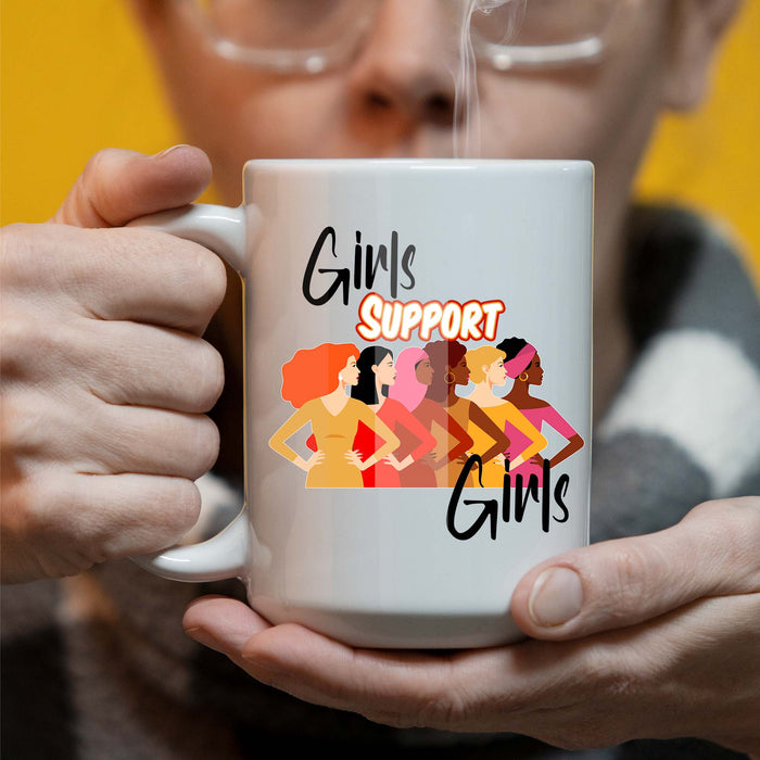 Girls Support Girls Female Empowerment 15 oz Coffee Mug