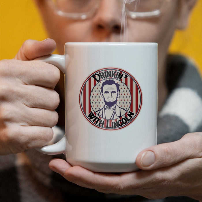 Drinkin' with Lincoln Personalized 15 oz Ceramic Coffee Mug