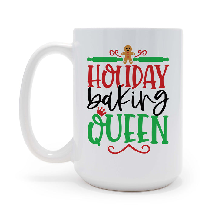 Holiday Baking Queen Christmas Personalized 15 ounce Ceramic Coffee Mug