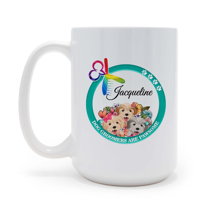 Dog Groomers are Pawsome Puppies Personalized 15 oz Ceramic Coffee Mug