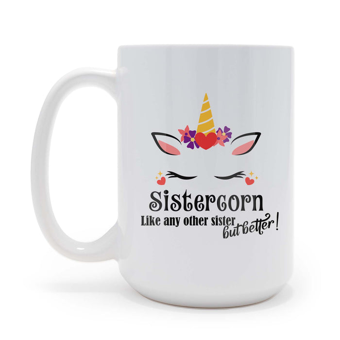 Personalized Coffee Mug with Sistercorn Design for Sibling's Day
