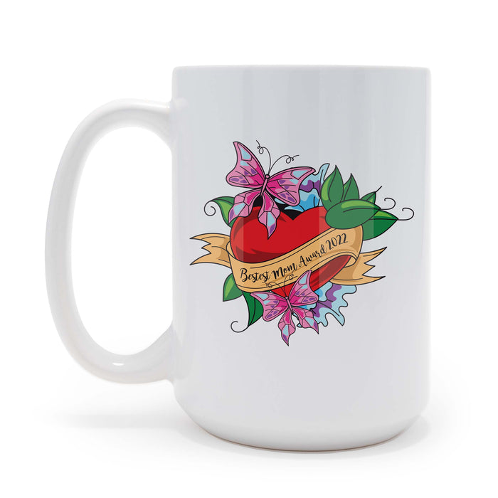 Bestest Mom Award Tattoo Heart -15 oz Coffee Mug