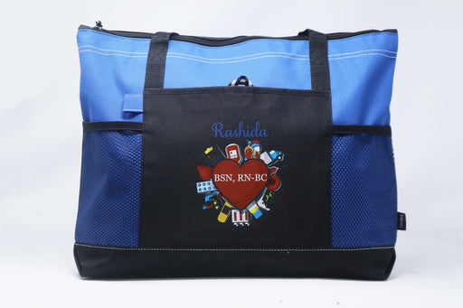 Medical Nurse Heart, RN, LPN Personalized Zippered Tote Bag - Simply Custom Life