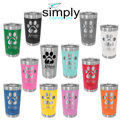 Paw Print Vet Tech Personalized Engraved Insulated Stainless Steel 16 oz Tumbler - Simply Custom Life