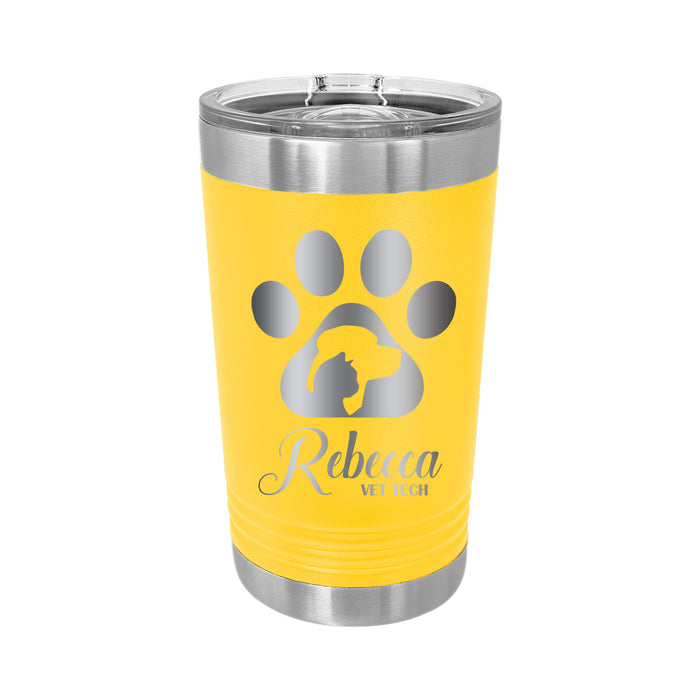 Paw Print Vet Tech Personalized Engraved Insulated Stainless Steel 16 oz Tumbler - Simply Custom Life