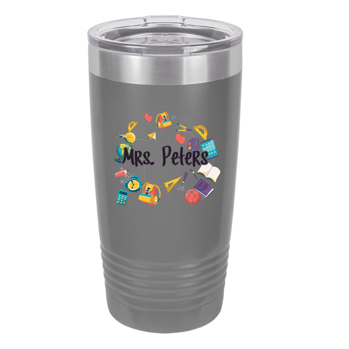 School Supply Circle - Personalized UV Printed Insulated Stainless Steel 20 oz Tumbler