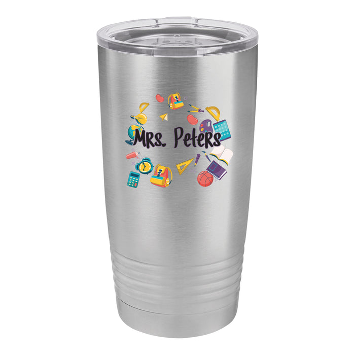 School Supply Circle - Personalized UV Printed Insulated Stainless Steel 20 oz Tumbler