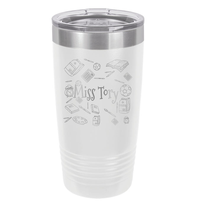 School Supplies Drawing - Personalized Laser Engraved Insulated Stainless Steel 20 oz Tumbler