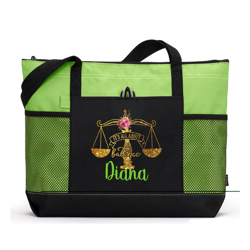 It's All About Balance Legal Personalized Printed Tote Bag with Mesh Pockets - Simply Custom Life