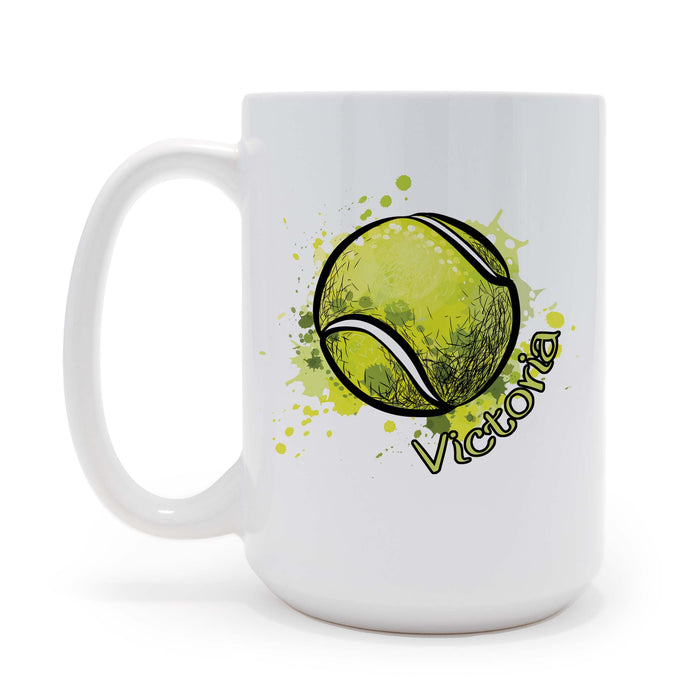 Personalized Tennis Ball Name 15 oz Ceramic Coffee Mug