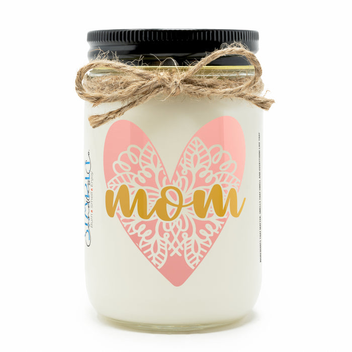 Mom Heart Mandala Personalized Hand Poured Soy Candle, Mother's Day, Gift for Mom