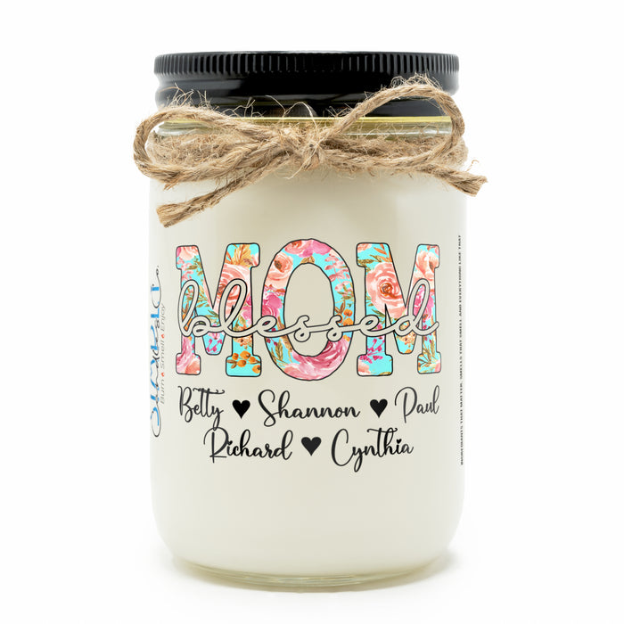 Blessed Mom Personalized Hand Poured Soy Candle, Mother's Day, Gift for Mom