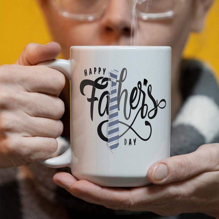 Personalized Fathers Day Tie 15 oz Coffee Mug