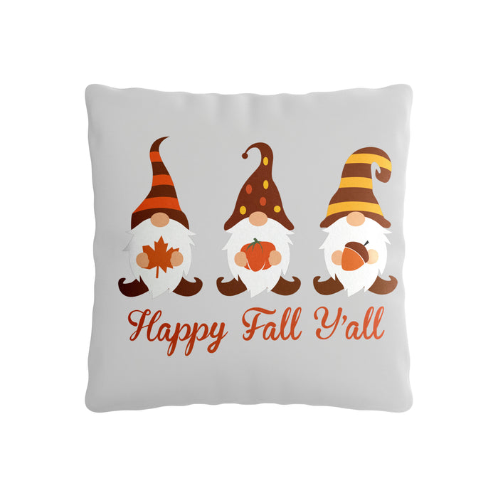Happy Fall Gnomes- Fall Themed Throw Pillow - Harvest, Fall, and Halloween, 15.75in x 15.75in Peach Skin Pillow Cover, with Optional Insert