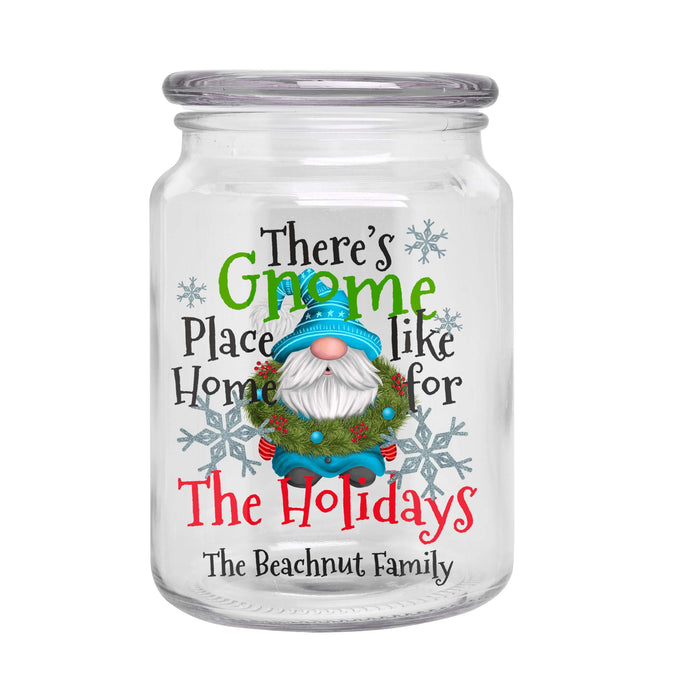 Theres Gnome Place Like Home For The Holidays - Personalized Candy Jar