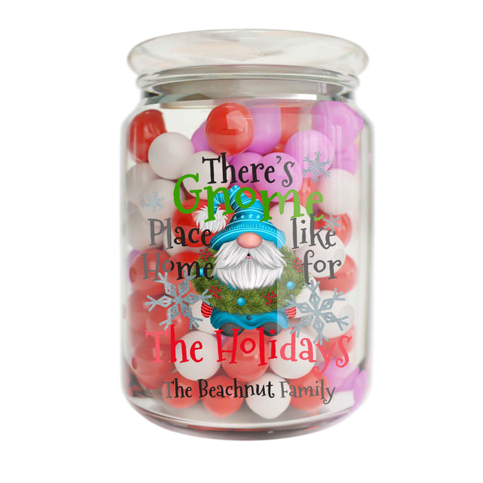 Theres Gnome Place Like Home For The Holidays - Personalized Candy Jar