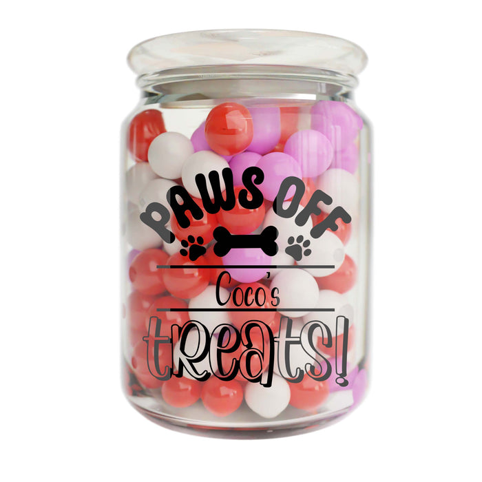 Paws Off Treats - Personalized Small Dog Treat Jar, Dog Mom, Dog Lover