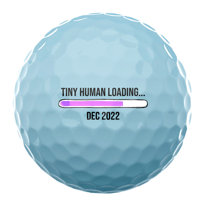 Tiny Human Loading -  Non Gender Specific  Birth Announcement Golf Balls, Set of 3 balls, Various color options