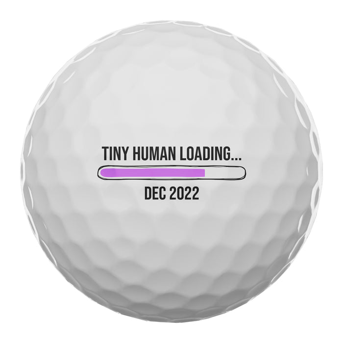 Tiny Human Loading -  Non Gender Specific  Birth Announcement Golf Balls, Set of 3 balls, Various color options