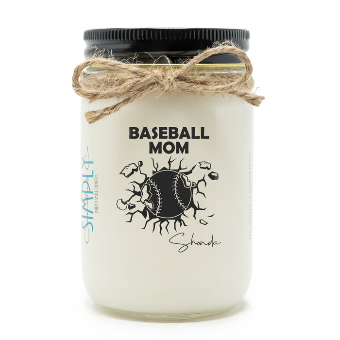 Personalized Baseball Explosion Hand Poured Soy Candle, Mother's Day, Gift for Baseball Mom