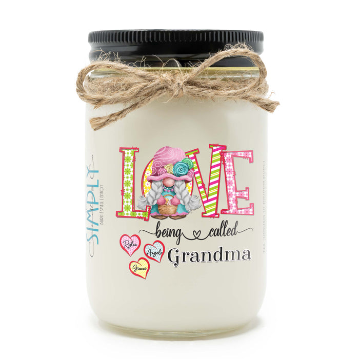 Love Being Called Grandma with Grandchildren's Names Hand Poured Soy Candle, Mother's Day, Gift for Grandma, May be Personalized