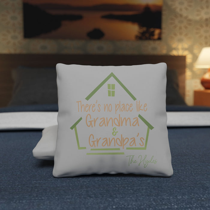 There's No Place Like The Grandparents - 15.75in x 15.75in Peach Skin Pillow Cover, with Optional Insert