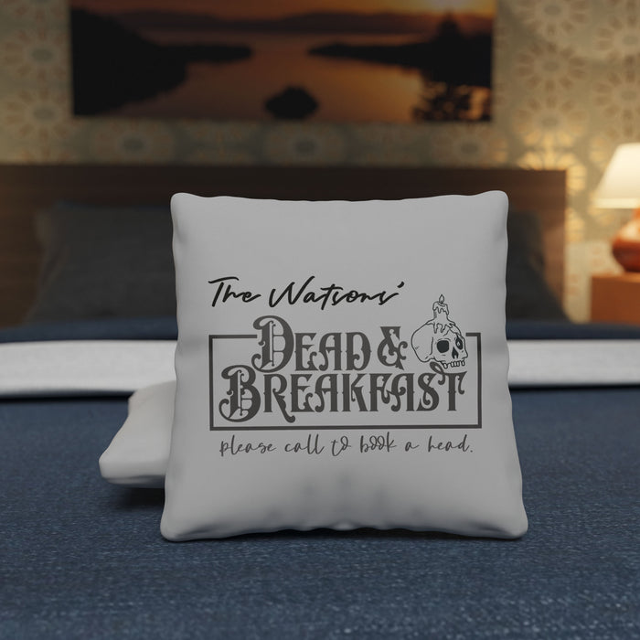 Dead and Breakfast - Harvest, Fall, and Halloween, 15.75in x 15.75in Peach Skin Pillow Cover, with Optional Insert
