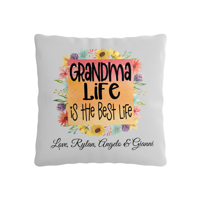 Personalized Mother's Day, Grandma Life is the Best Life, 15.75in x 15.75in Peach Skin Pillow Cover, with Optional Insert