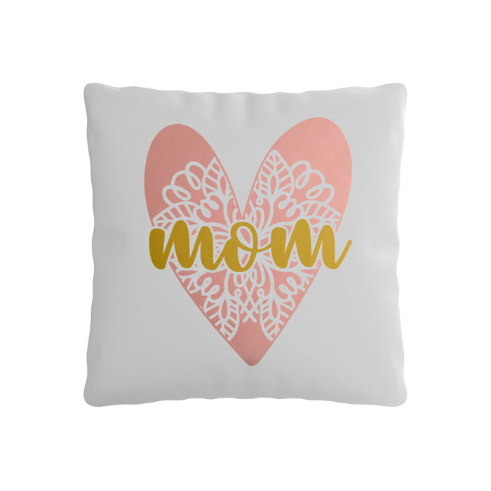Mom Heart Mandala Personalized Mother's Day Decor, 15.75in x 15.75in Peach Skin Pillow Cover, with Optional Insert
