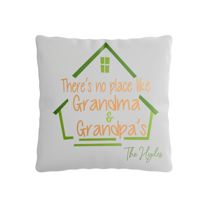 There's No Place Like The Grandparents - 15.75in x 15.75in Peach Skin Pillow Cover, with Optional Insert