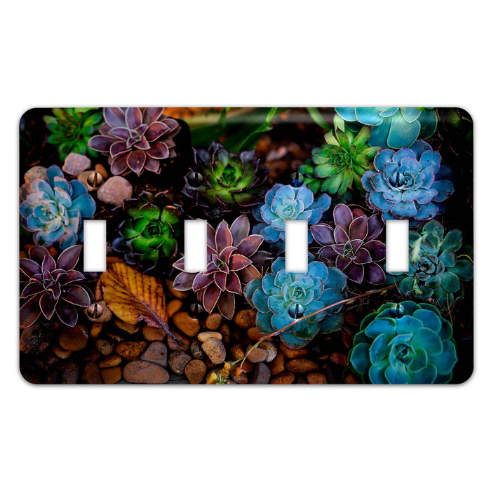 Metal Light Switch Plate Succulents Pattern Decorative Switchplate Cover, Other Sizes Available