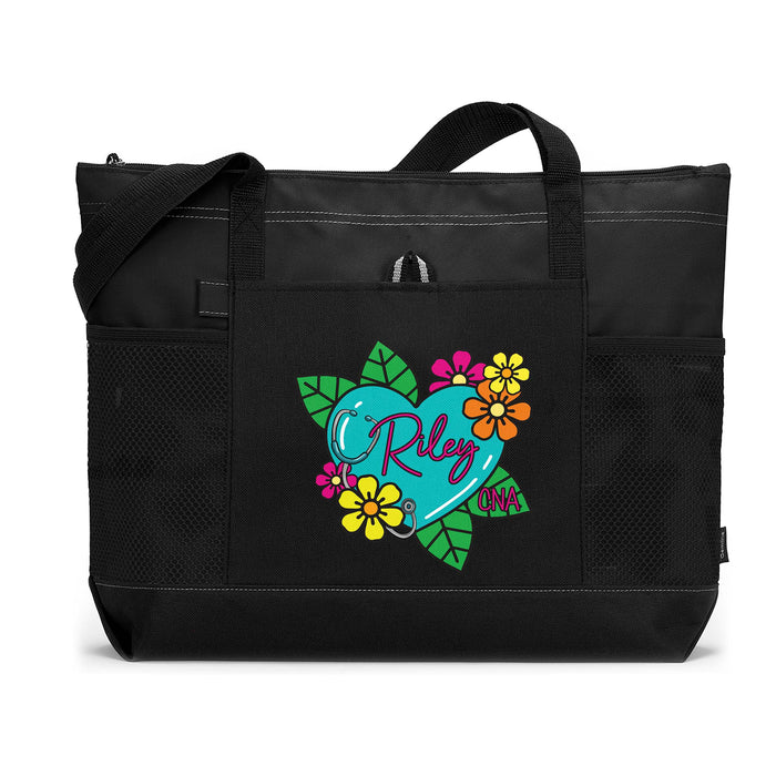 CNA Heart Tattoo Personalized Zippered Tote Bag