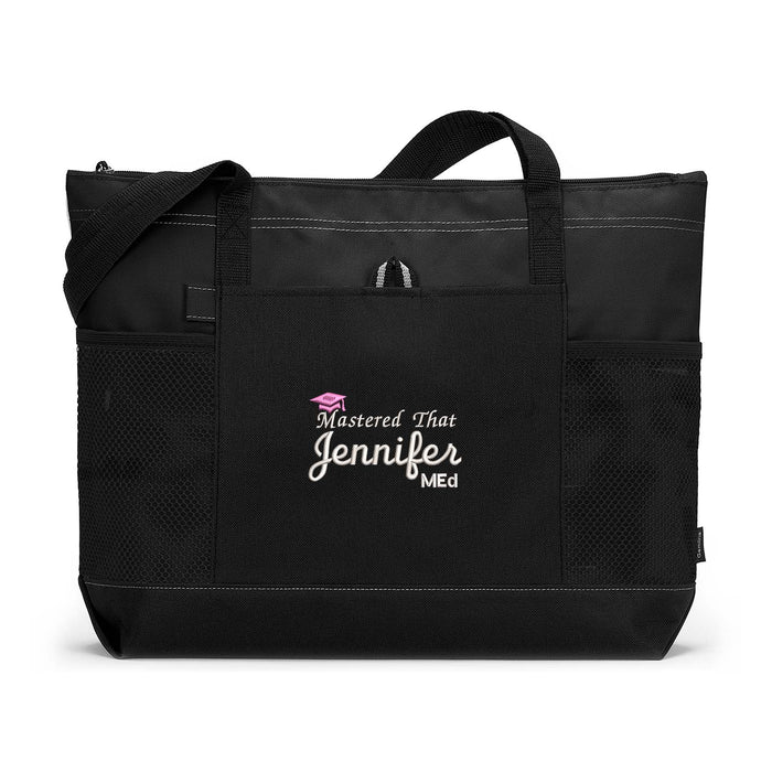 Personalized Embroidered Mastered It Tote Bag with Mesh Pockets