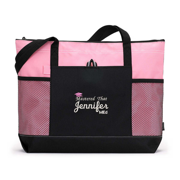 Personalized Embroidered Mastered It Tote Bag with Mesh Pockets