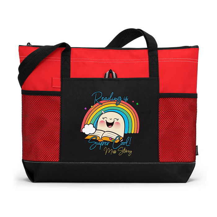 Happy Reading Rainbow - Personalized Tote Bag with Mesh Pockets