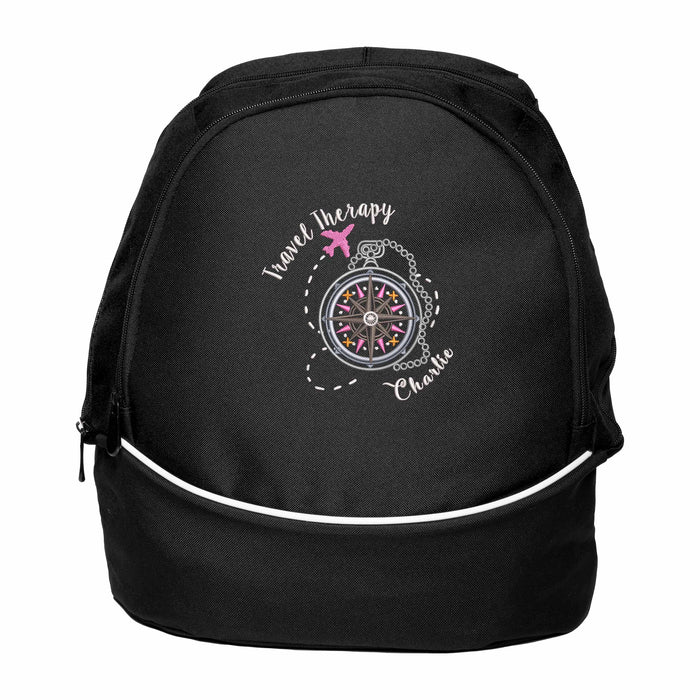 Travel Therapy Compass Personalized Embroidered Backpack