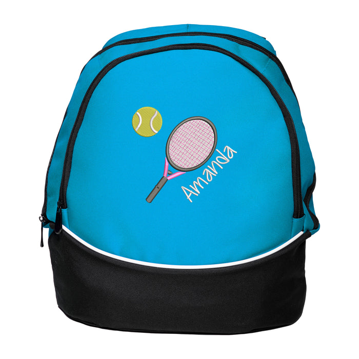 Personalized Tennis Racket and Ball Embroidered Backpack