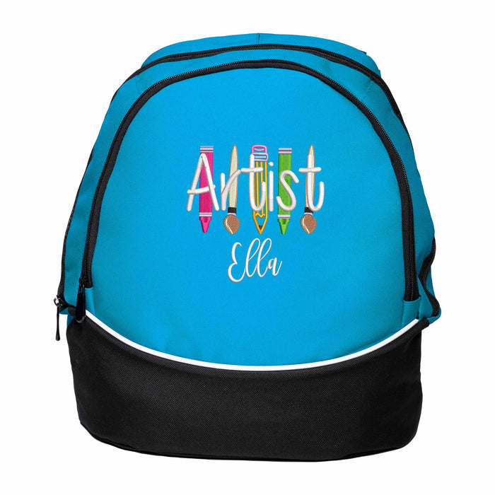 Personalized Art Supplies Embroidered Backpack, Gift for Artist
